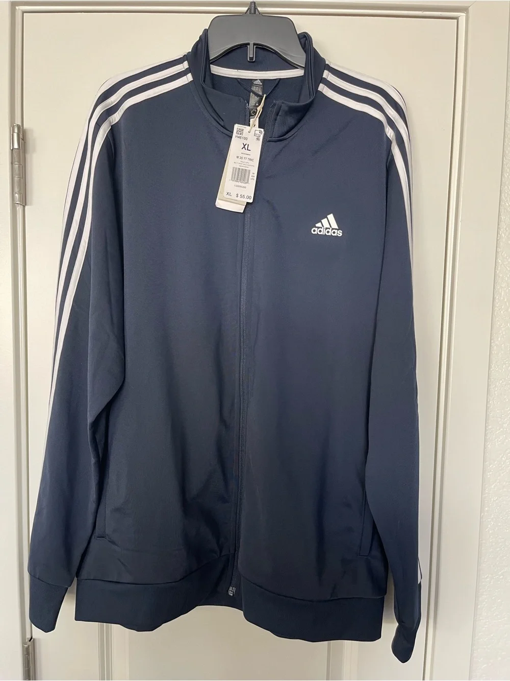 adidas Navy and White Lightweight Track Jacket